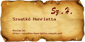 Szvatkó Henrietta névjegykártya